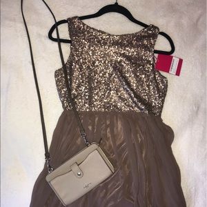 BOOHOO Rosie Open Back Sequin Skater Dress